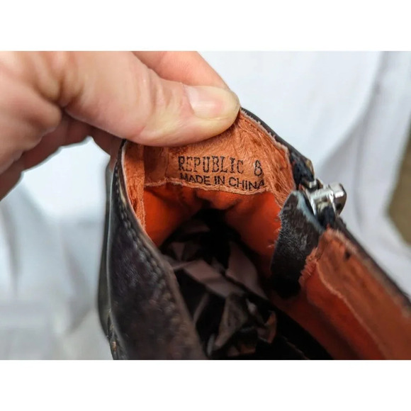 Robert Wayne REPUBLIC Boot Mens Sz 8 Black Zipper & Denim Trim Embellished $410 - Picture 14 of 14